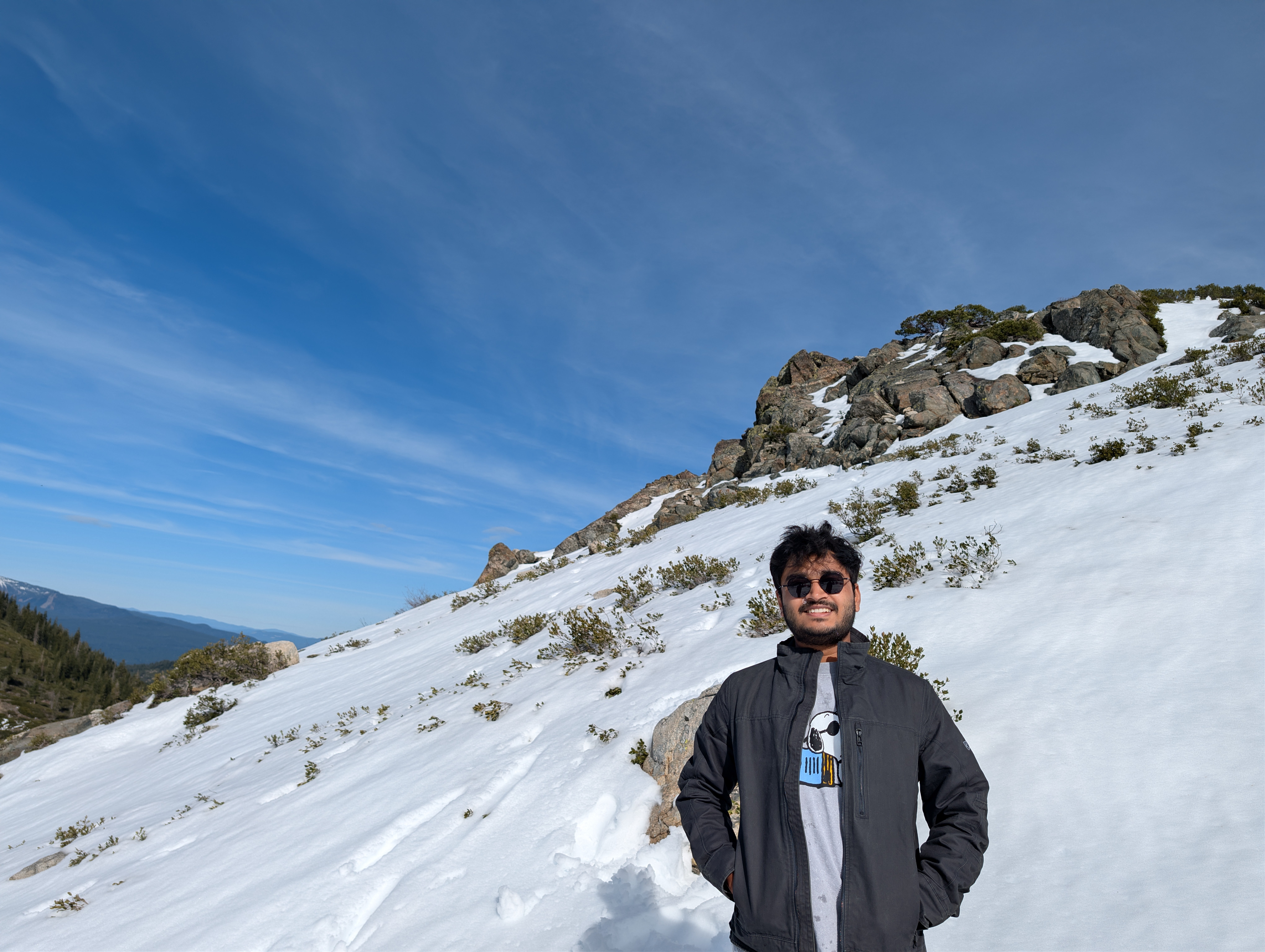 Akshat Sinha on a snow-covered mountain